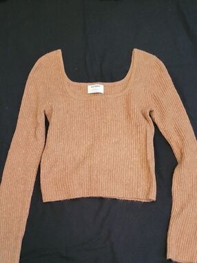 Old Navy Ribbed Square-Neck Crop Sweater - Brown